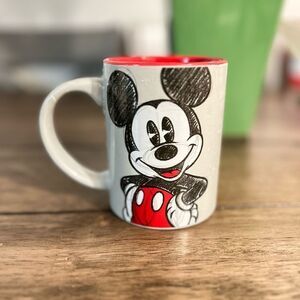 Classic Disney Mickey Mouse Coffee Mug by Jerry Leigh Gray Red 4.5